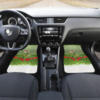 New Zealand Tuatara Christmas Car Mats Maori Inspired Knitted Patterns LT9 Set 2pcs - Front Green - Polynesian Pride