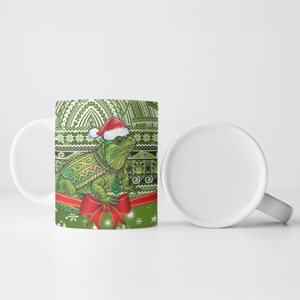 New Zealand Tuatara Christmas Ceramic Mug Maori Inspired Knitted Patterns LT9 - Polynesian Pride