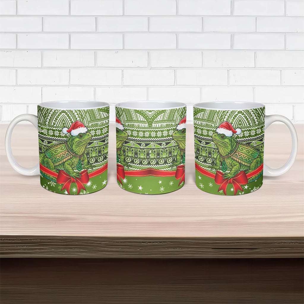 New Zealand Tuatara Christmas Ceramic Mug Maori Inspired Knitted Patterns LT9 - Polynesian Pride