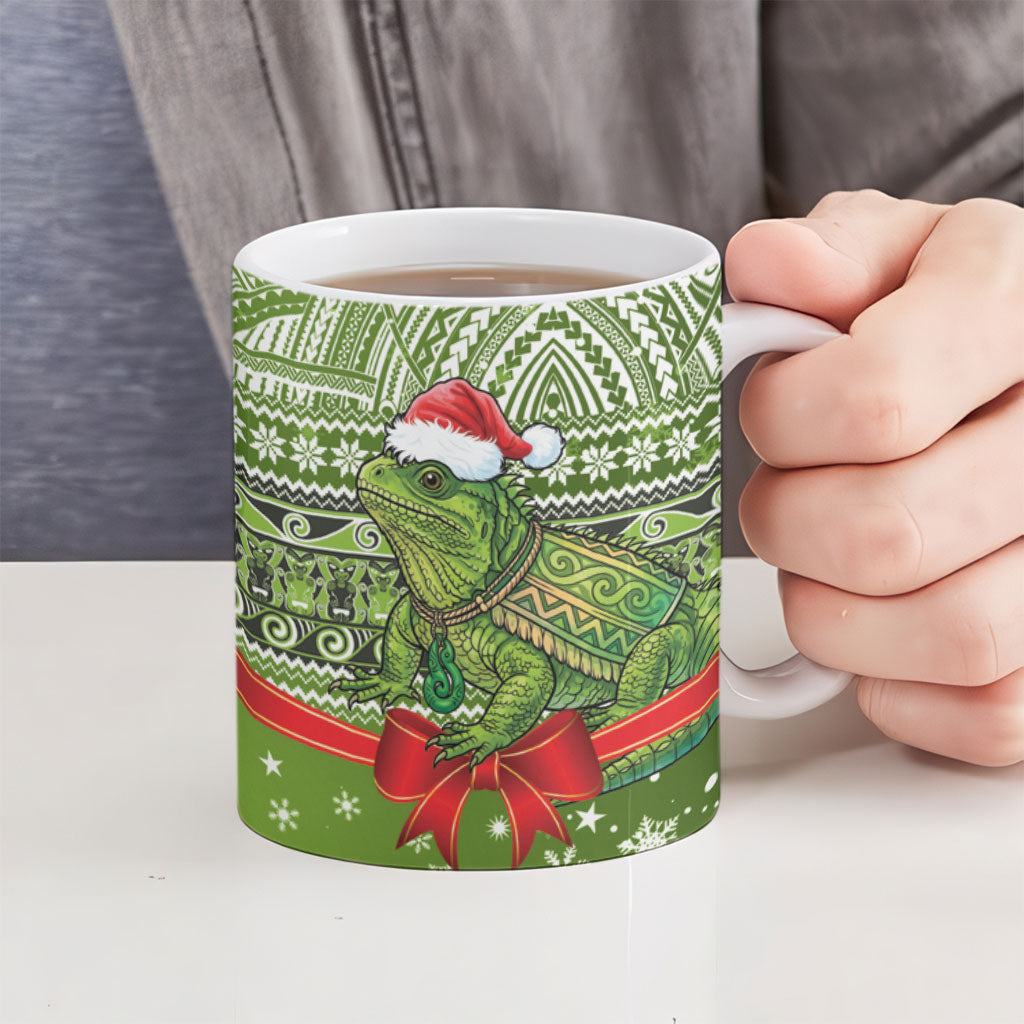 New Zealand Tuatara Christmas Ceramic Mug Maori Inspired Knitted Patterns LT9 - Polynesian Pride