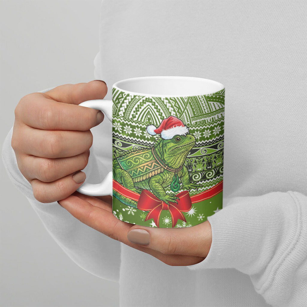 New Zealand Tuatara Christmas Ceramic Mug Maori Inspired Knitted Patterns LT9 - Polynesian Pride