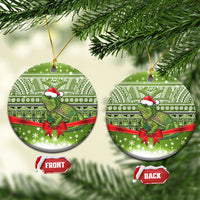 New Zealand Tuatara Christmas Ceramic Ornament Maori Inspired Knitted Patterns LT9 Circle Green - Polynesian Pride