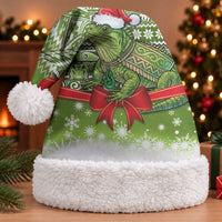New Zealand Tuatara Christmas Santa Hat Maori Inspired Knitted Patterns LT9 With Fur Green - Polynesian Pride