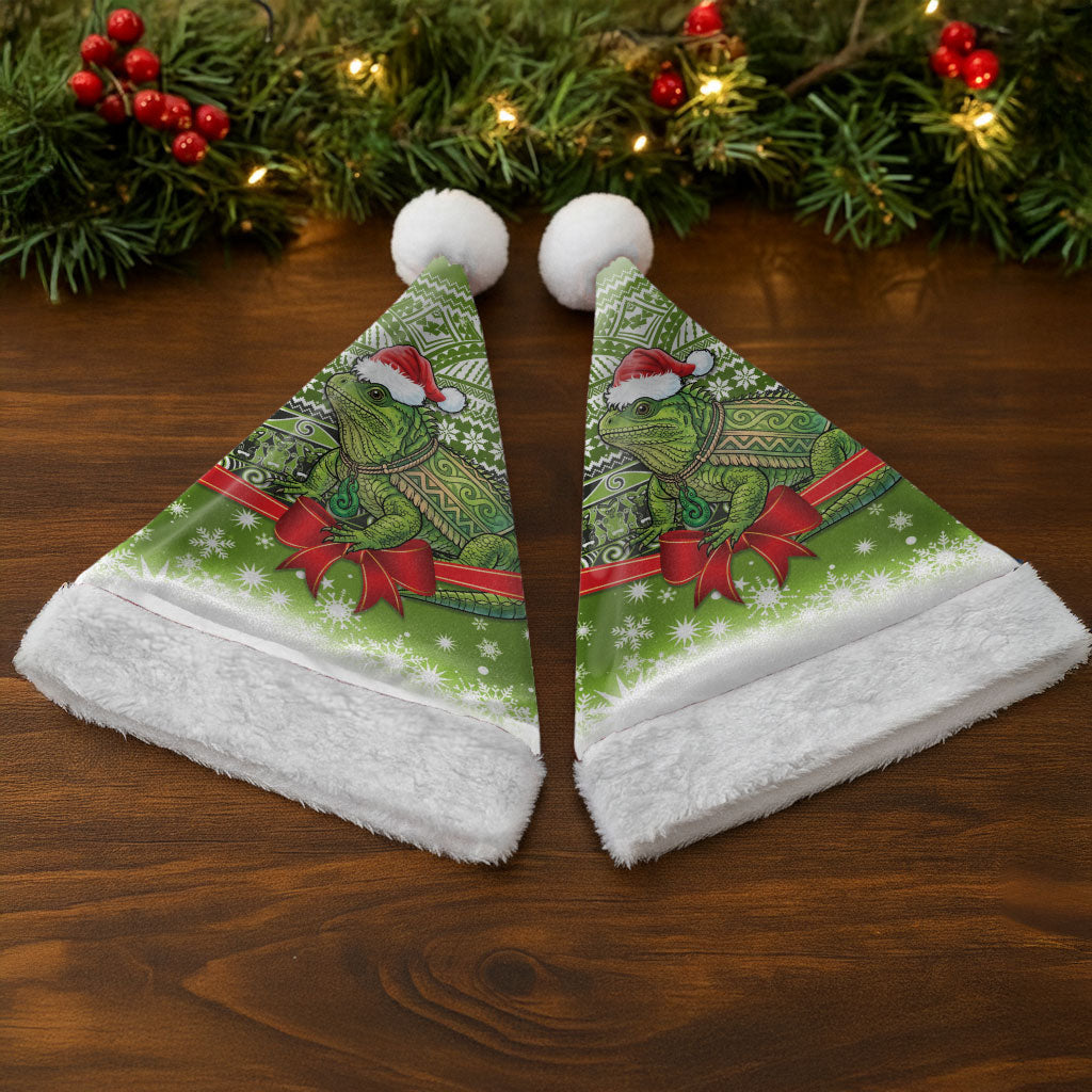 New Zealand Tuatara Christmas Santa Hat Maori Inspired Knitted Patterns LT9 - Polynesian Pride