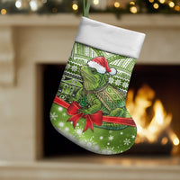 New Zealand Tuatara Christmas Stocking Maori Inspired Knitted Patterns LT9 Set of 2 Green - Polynesian Pride