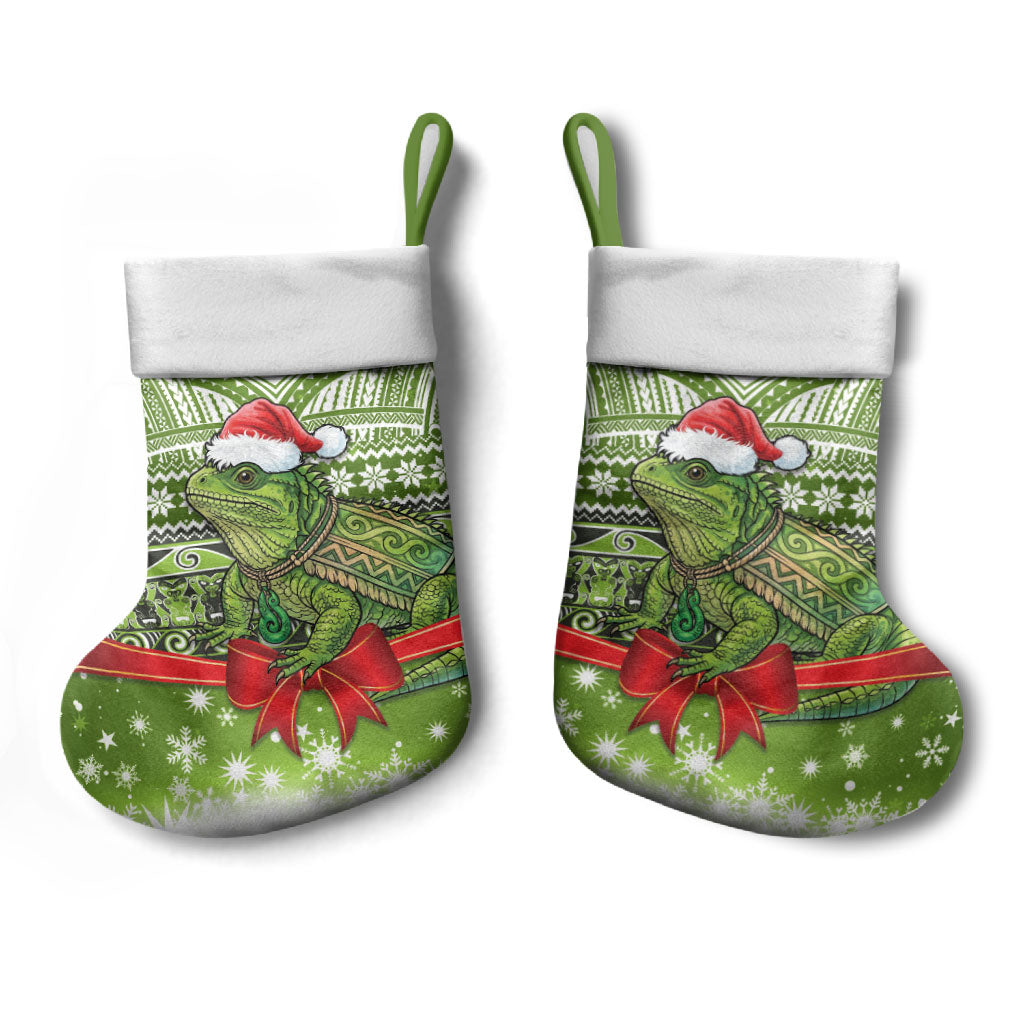 New Zealand Tuatara Christmas Stocking Maori Inspired Knitted Patterns LT9 - Polynesian Pride