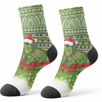 New Zealand Tuatara Christmas Crew Socks Maori Inspired Knitted Patterns LT9 - Polynesian Pride