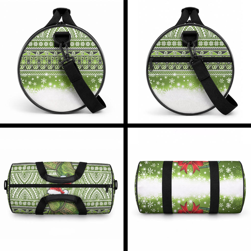 New Zealand Tuatara Christmas Duffle Bag Maori Inspired Knitted Patterns LT9 - Polynesian Pride