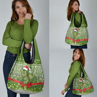 New Zealand Tuatara Christmas Grocery Bag Maori Inspired Knitted Patterns LT9 - Polynesian Pride