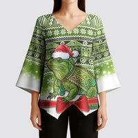 New Zealand Tuatara Christmas Kimono Sleeve Blouse Maori Inspired Knitted Patterns LT9 - Polynesian Pride