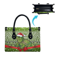 New Zealand Tuatara Christmas Leather Bag Maori Inspired Knitted Patterns LT9 - Polynesian Pride
