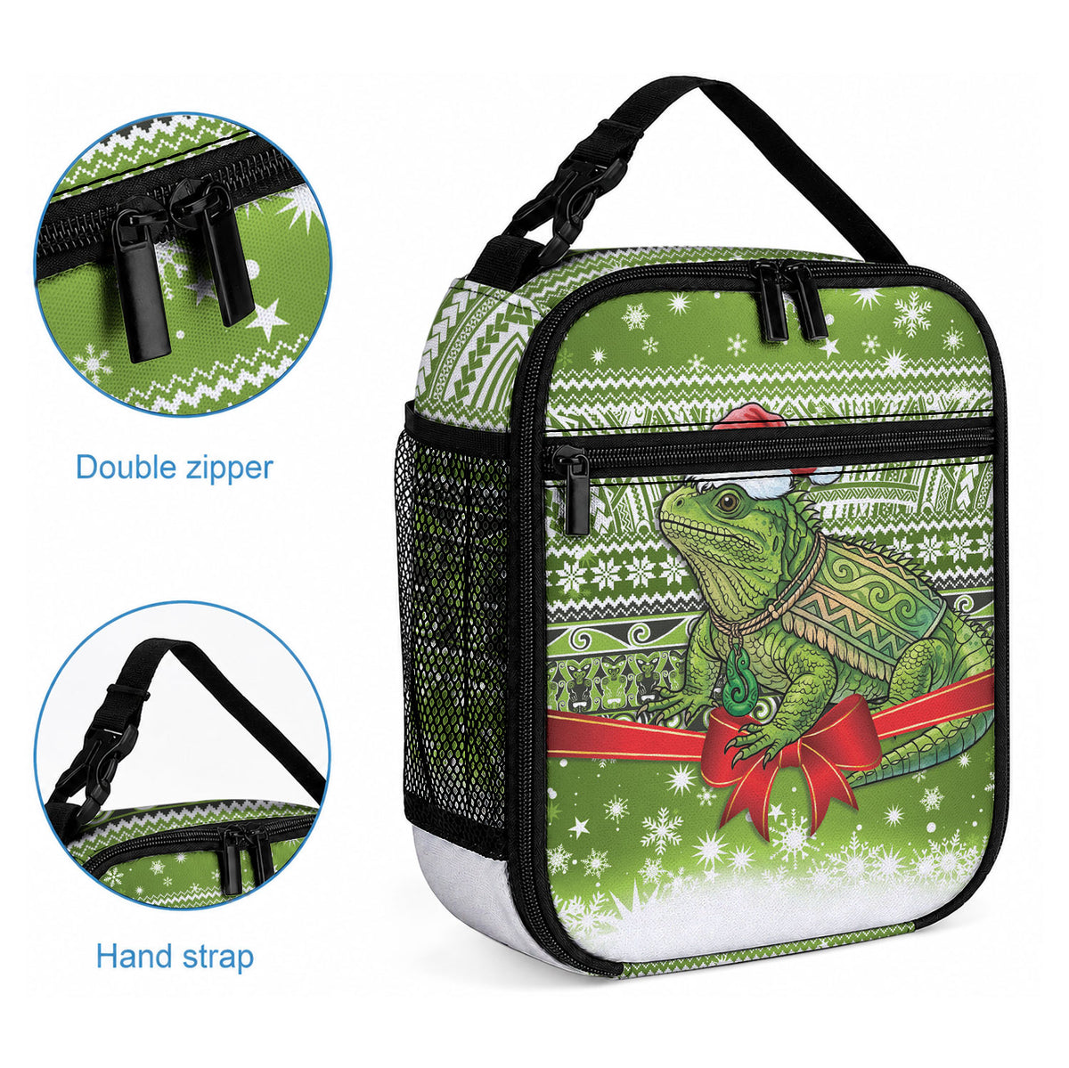 New Zealand Tuatara Christmas Lunch Bag Maori Inspired Knitted Patterns LT9 - Polynesian Pride