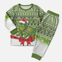 New Zealand Tuatara Christmas Pajama Set Maori Inspired Knitted Patterns LT9 Men Green - Polynesian Pride