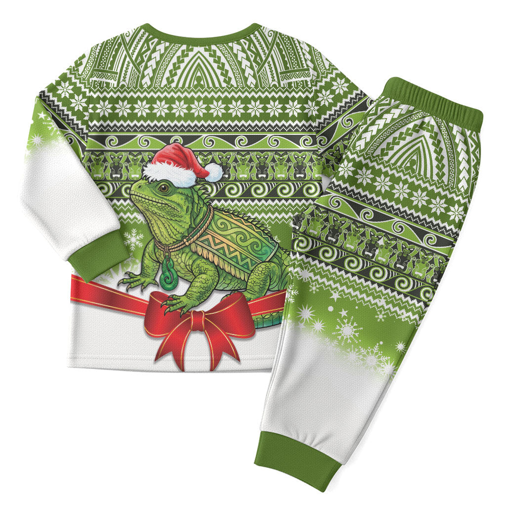 New Zealand Tuatara Christmas Pajama Set Maori Inspired Knitted Patterns LT9 - Polynesian Pride