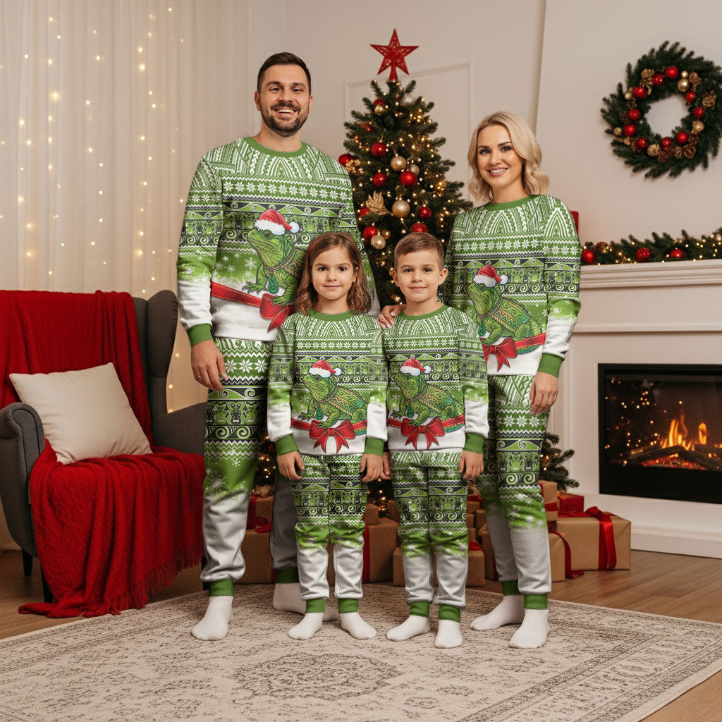 New Zealand Tuatara Christmas Pajama Set Maori Inspired Knitted Patterns LT9 - Polynesian Pride