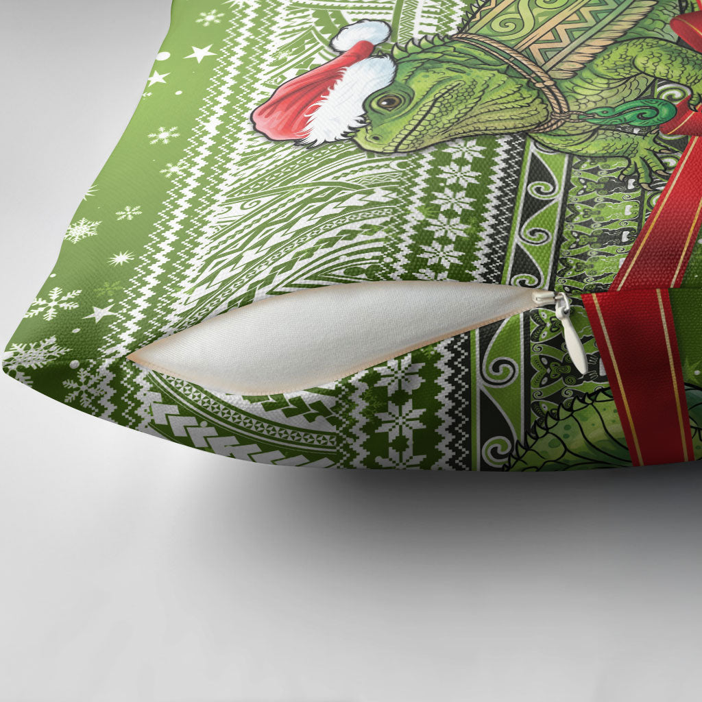 New Zealand Tuatara Christmas Pillow Cover Maori Inspired Knitted Patterns LT9 - Polynesian Pride
