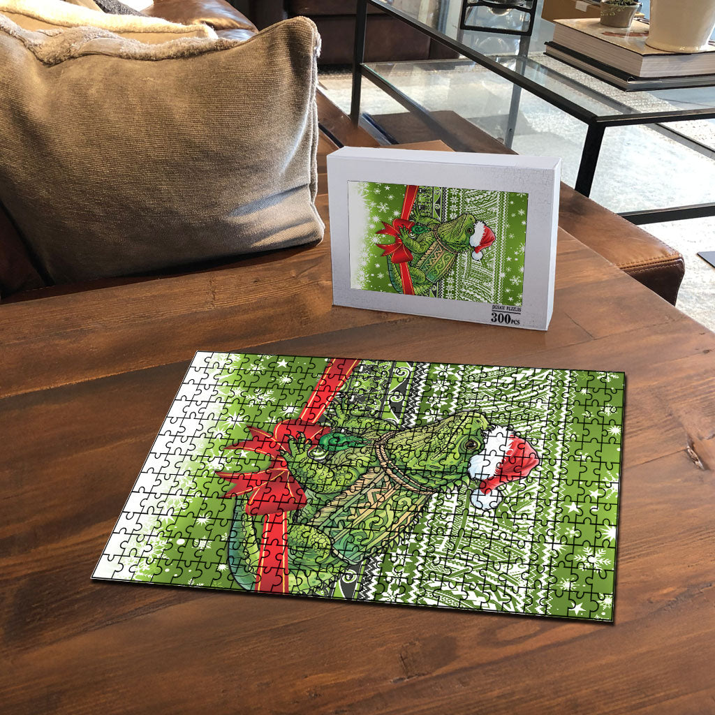 New Zealand Tuatara Christmas Puzzle Maori Inspired Knitted Patterns LT9 - Polynesian Pride