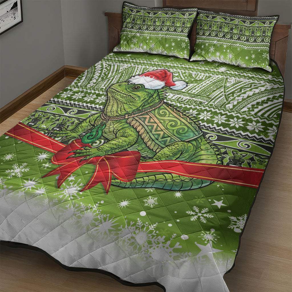 New Zealand Tuatara Christmas Quilt Bed Set Maori Inspired Knitted Patterns LT9 - Polynesian Pride