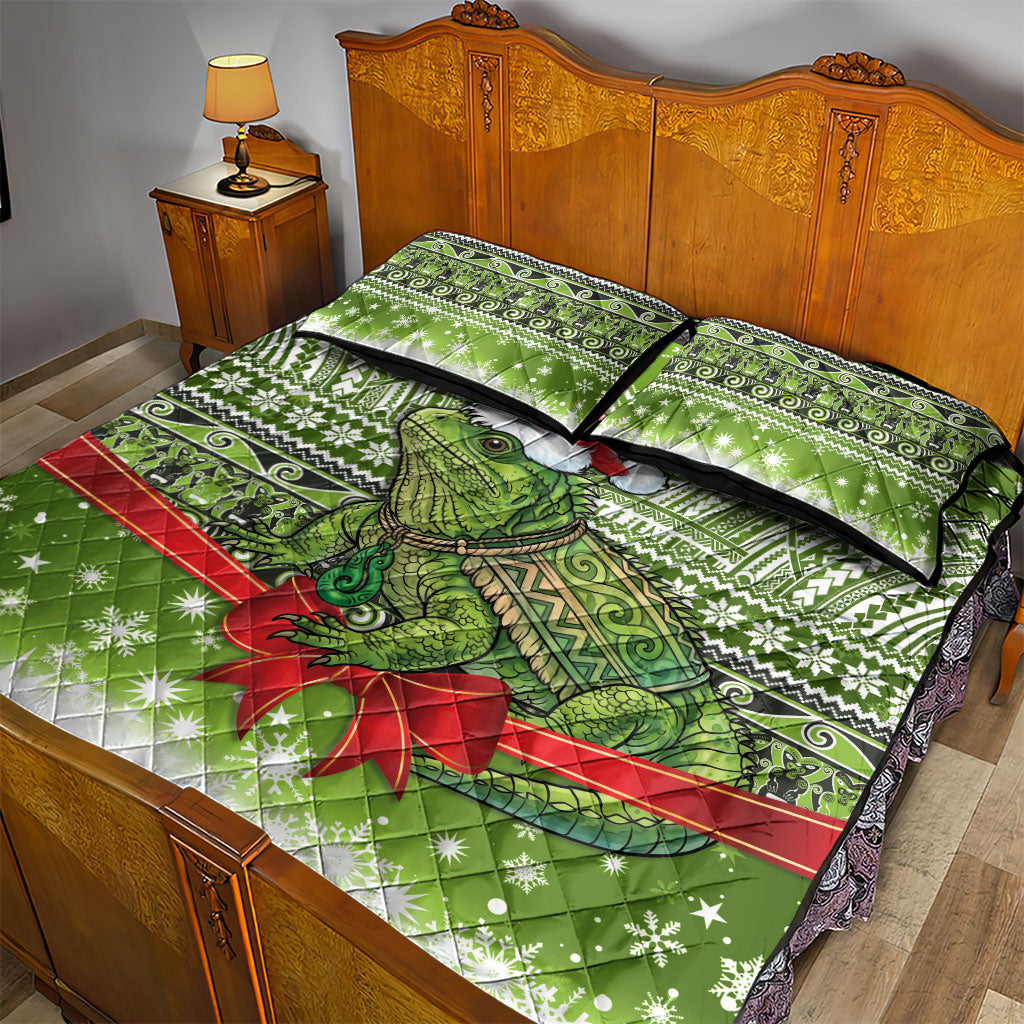 New Zealand Tuatara Christmas Quilt Bed Set Maori Inspired Knitted Patterns LT9 - Polynesian Pride