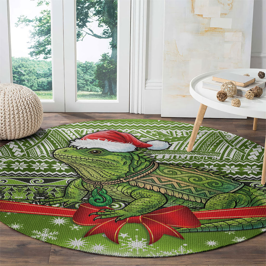 New Zealand Tuatara Christmas Round Carpet Maori Inspired Knitted Patterns LT9 - Polynesian Pride
