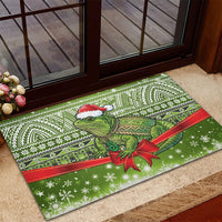 New Zealand Tuatara Christmas Rubber Doormat Maori Inspired Knitted Patterns LT9 - Polynesian Pride