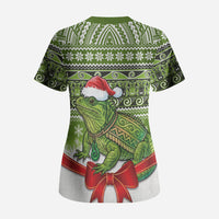 New Zealand Tuatara Christmas Scrub Top Maori Inspired Knitted Patterns LT9 - Polynesian Pride