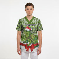 New Zealand Tuatara Christmas Scrub Top Maori Inspired Knitted Patterns LT9 - Polynesian Pride