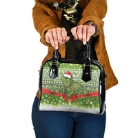 New Zealand Tuatara Christmas Shoulder Handbag Maori Inspired Knitted Patterns LT9 One Size Green - Polynesian Pride