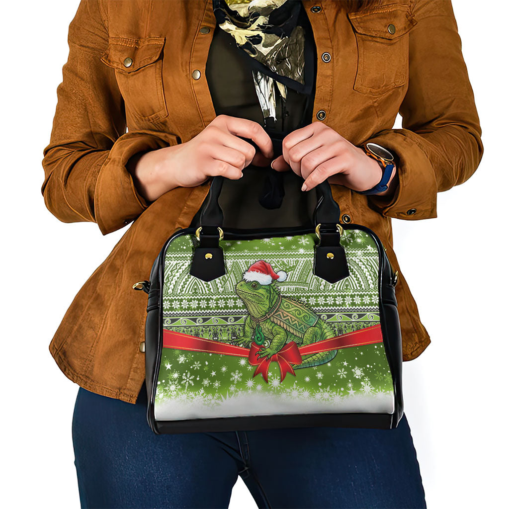 New Zealand Tuatara Christmas Shoulder Handbag Maori Inspired Knitted Patterns LT9 - Polynesian Pride