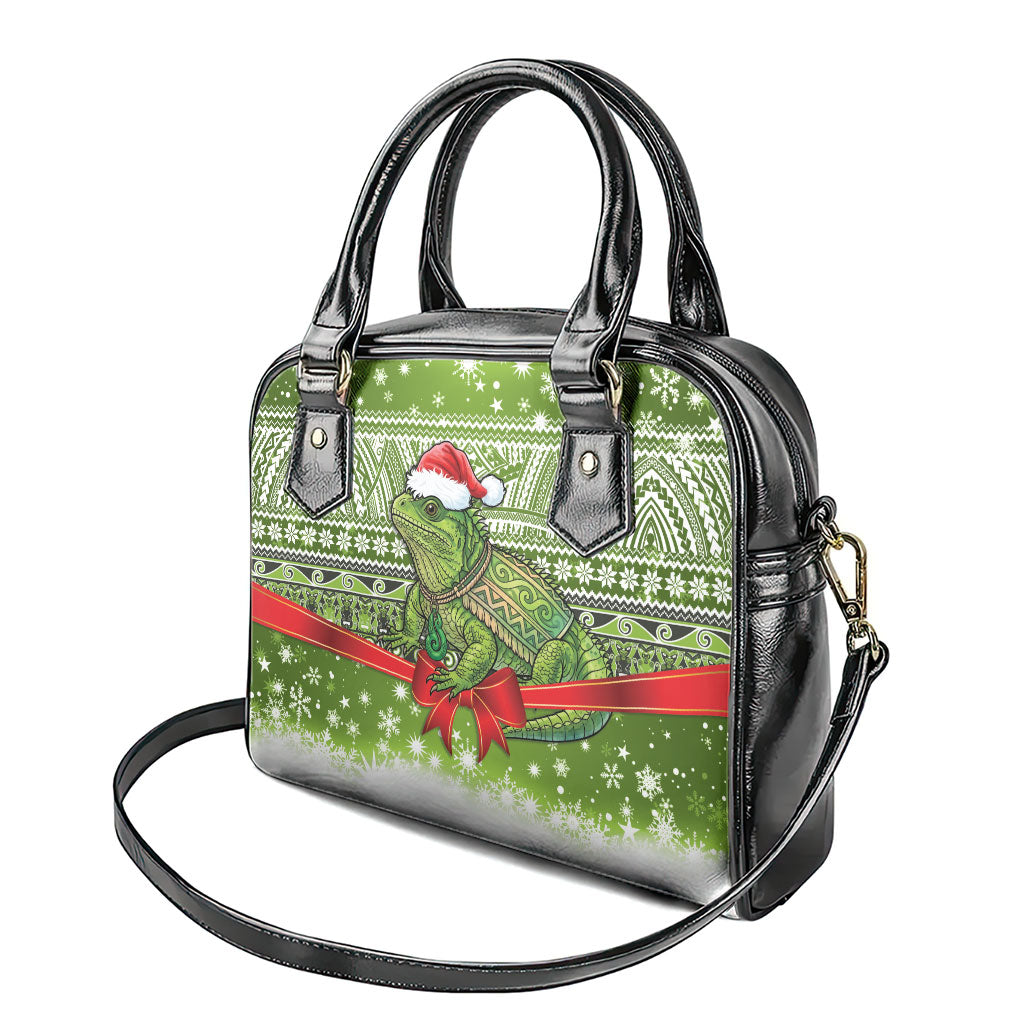 New Zealand Tuatara Christmas Shoulder Handbag Maori Inspired Knitted Patterns LT9 - Polynesian Pride
