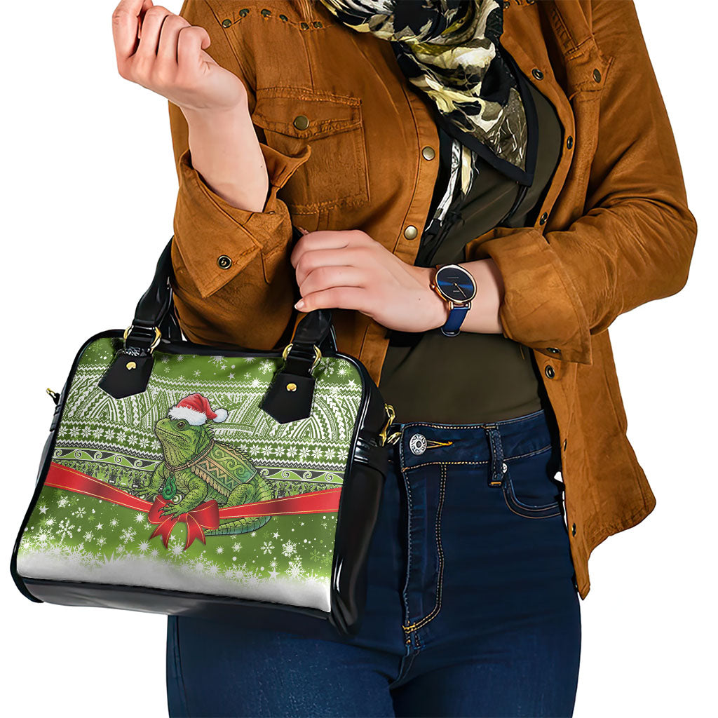 New Zealand Tuatara Christmas Shoulder Handbag Maori Inspired Knitted Patterns LT9 - Polynesian Pride