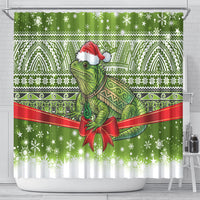 New Zealand Tuatara Christmas Shower Curtain Maori Inspired Knitted Patterns LT9 - Polynesian Pride