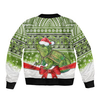 New Zealand Tuatara Christmas Sleeve Zip Bomber Jacket Maori Inspired Knitted Patterns LT9 - Polynesian Pride