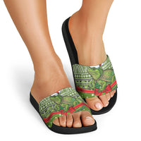 New Zealand Tuatara Christmas Slide Sandals Maori Inspired Knitted Patterns LT9 - Polynesian Pride