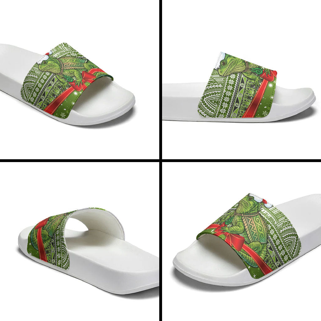 New Zealand Tuatara Christmas Slide Sandals Maori Inspired Knitted Patterns LT9 - Polynesian Pride