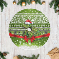 New Zealand Tuatara Christmas Tree Skirt Maori Inspired Knitted Patterns LT9 Casual Green - Polynesian Pride