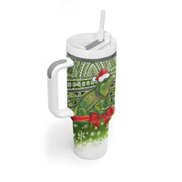 New Zealand Tuatara Christmas Tumbler With Handle Maori Inspired Knitted Patterns LT9 - Polynesian Pride