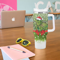 New Zealand Tuatara Christmas Tumbler With Handle Maori Inspired Knitted Patterns LT9 - Polynesian Pride
