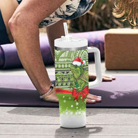 New Zealand Tuatara Christmas Tumbler With Handle Maori Inspired Knitted Patterns LT9 - Polynesian Pride
