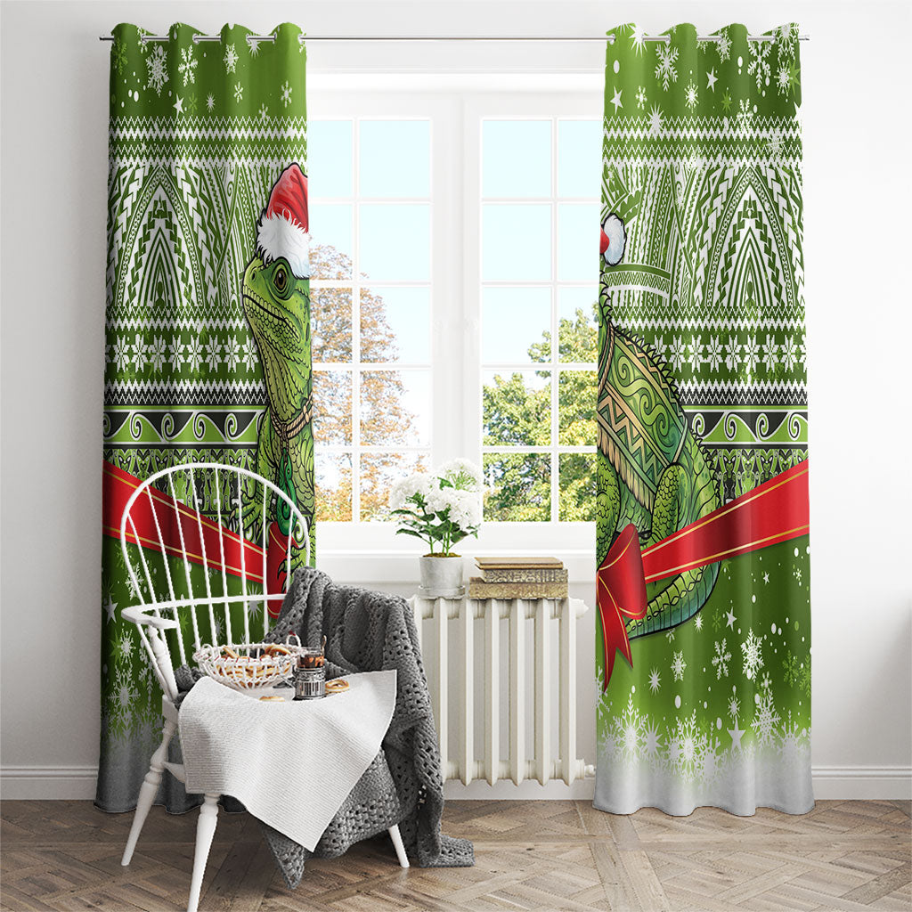 New Zealand Tuatara Christmas Window Curtain Maori Inspired Knitted Patterns LT9 - Polynesian Pride