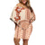 Fiji Tagimoucia Flower With Tapa Tribal Off Shoulder Short Dress Beige Color LT9 Women Beige - Polynesian Pride