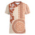 Fiji Tagimoucia Flower With Tapa Tribal Women V Neck T Shirt Beige Color LT9 Female Beige - Polynesian Pride