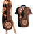 Fiji Tagimoucia Flower With Tapa Tribal Couples Matching Summer Maxi Dress and Hawaiian Shirt Brown Color LT9 Brown - Polynesian Pride