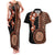Fiji Tagimoucia Flower With Tapa Tribal Couples Matching Tank Maxi Dress and Hawaiian Shirt Brown Color LT9 Brown - Polynesian Pride