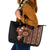 Fiji Tagimoucia Flower With Tapa Tribal Leather Tote Bag Brown Color LT9 Brown - Polynesian Pride