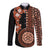 Fiji Tagimoucia Flower With Tapa Tribal Long Sleeve Button Shirt Brown Color LT9 Unisex Brown - Polynesian Pride