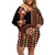 Fiji Tagimoucia Flower With Tapa Tribal Off Shoulder Short Dress Brown Color LT9 Women Brown - Polynesian Pride