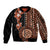 Fiji Tagimoucia Flower With Tapa Tribal Sleeve Zip Bomber Jacket Brown Color LT9 Unisex Brown - Polynesian Pride