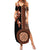 Fiji Tagimoucia Flower With Tapa Tribal Summer Maxi Dress Brown Color LT9 Women Brown - Polynesian Pride