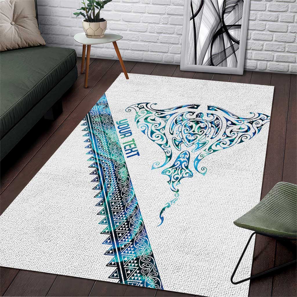 Kahui Whetu Paua shell Kowhaiwhai Taniko Personalised Area Rug Manta Ray Shark-Turtle Maori Tribal Style